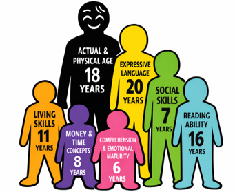 a graphic showing outlines of people figures in different sizes with ages representing different stages of development